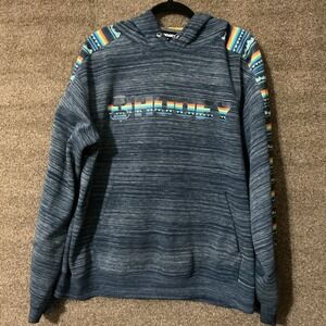 Hooey Aztec Hoodie Men's Medium Heather Blue Rainbow Pullover Hooded Sweatshirt